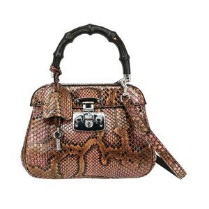 Gucci 353522 Lady Lock Bamboo Top Handle/ Shoulder Bag